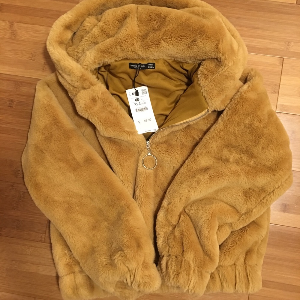 Bershka Faux Fur Hoodie